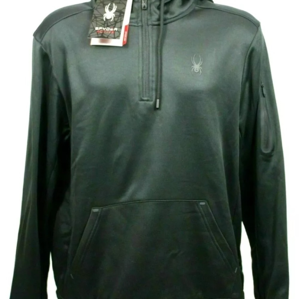 Spyder Active 1/4 Zip Hoodie Jacket Black NEW Warmup
